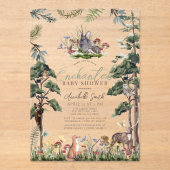 Baby shower voor betoverende bosbossen acryl uitnodigingen (Voorkant)