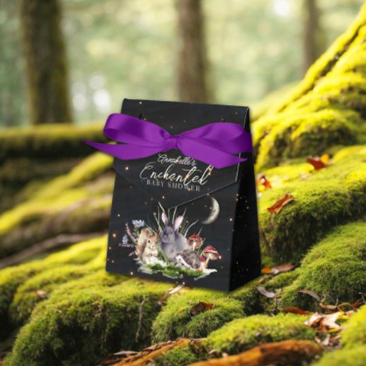 Baby shower voor betoverende bosbossen bedankdoosjes