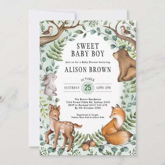 Baby shower voor betoverende bosbossen kaart (Voorkant)