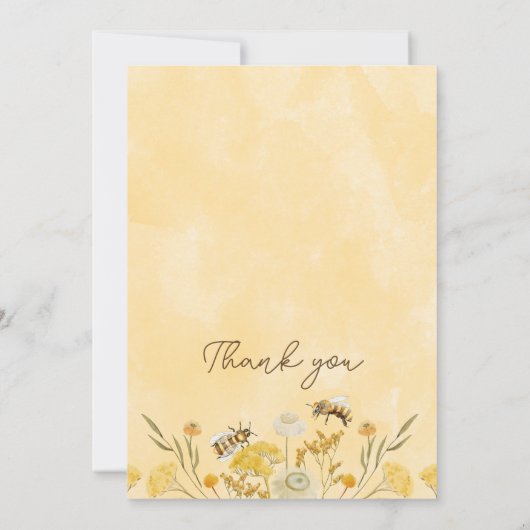 Baby shower voor bijenbloemen - Hartelijk dank Kaart (Achterkant)