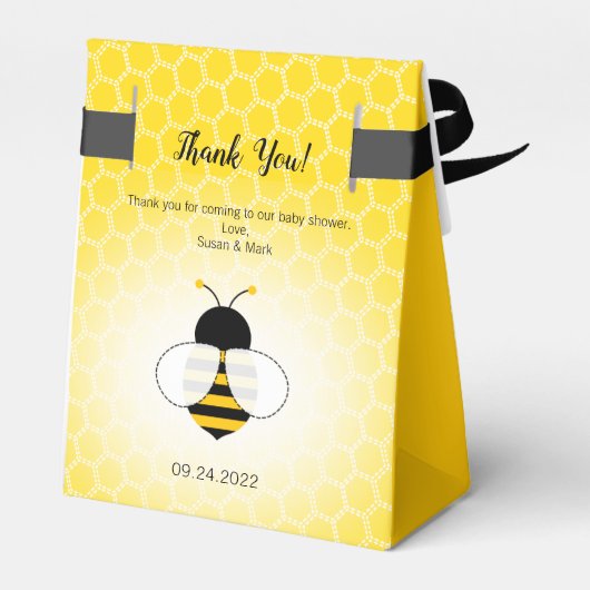 Baby shower voor bijenthema's bedankdoosjes (Achterkant)
