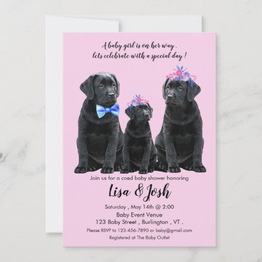 Baby shower voor Black Labrador Retriever Aankondiging (Voorkant)