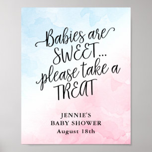 Baby shower voor blauw en roze Waterverf Poster