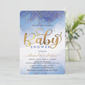 Baby shower voor blauwe en gouden Waterverf Kaart (Staand voorkant)
