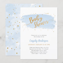 Baby shower voor blauwe en goudWaterverf
