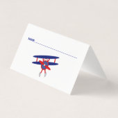 Baby shower voor blauwe en rode vliegtuigen kaart (Achterkant)