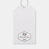 Baby shower voor blauwe en roze pols cadeaulabel (Achterkant)