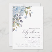 Baby shower voor blauwe hydrangeas en kalligrafie kaart (Voorkant)