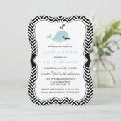 Baby Shower voor Blauwe Snor Walvis Chevron Jongen Kaart (Staand voorkant)