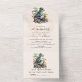 Baby shower voor Blauwgroen draak All In One Uitnodiging (Binnen)