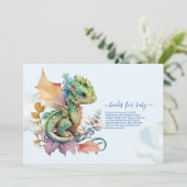 Baby shower voor Blauwgroen draak Kaart (Staand voorkant)
