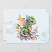 Baby shower voor Blauwgroen draak Kaart (Achterkant)