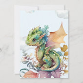 Baby shower voor Blauwgroen draak Kaart (Achterkant)