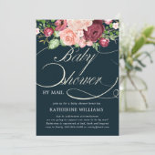 baby shower voor bloemkalligrafie per post uitnodi (Staand voorkant)