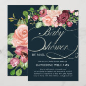 baby shower voor bloemkalligrafie per post uitnodi (Voorkant / Achterkant)