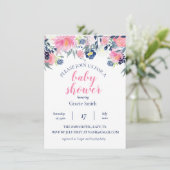 Baby shower voor Blush en Navy Waterverf Kaart (Staand voorkant)