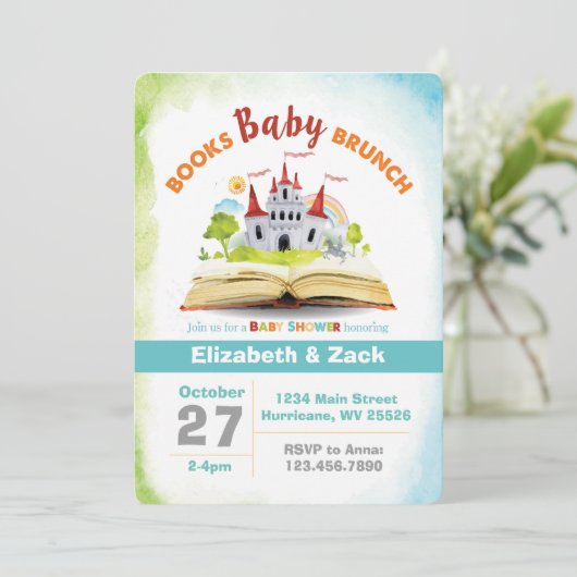 Baby shower voor boekschotel kaart (Staand voorkant)