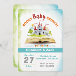 Baby shower voor boekschotel kaart