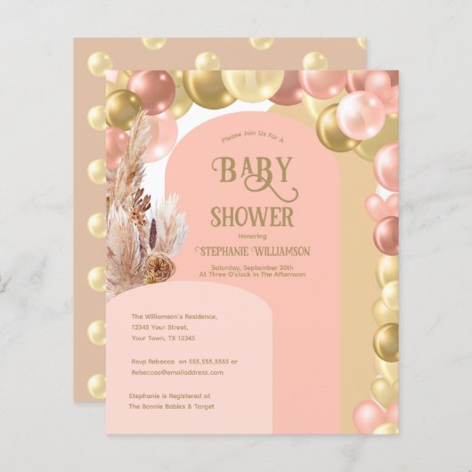 Baby shower voor boho-ballonboogschieten (Voorkant / Achterkant)