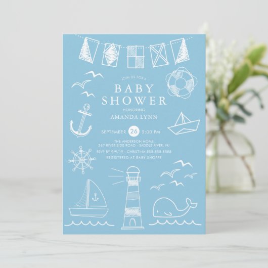 Baby shower voor bootbootjongen kaart (Staand voorkant)