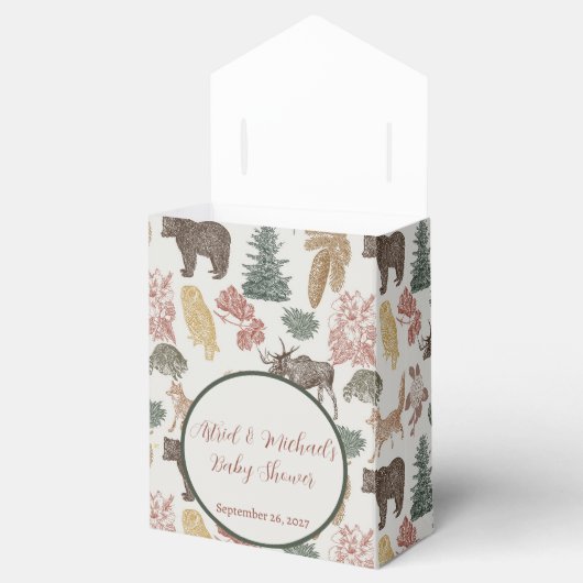 Baby shower voor  bosdieren bedankdoosjes (Geopend)