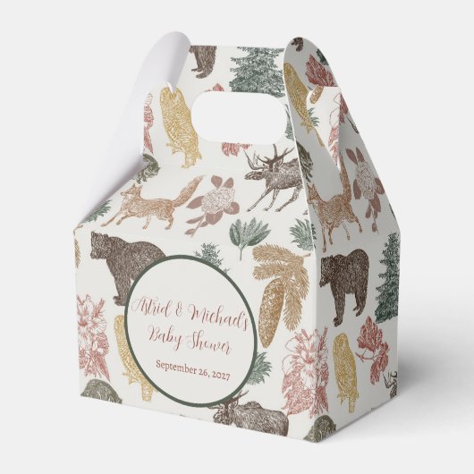 Baby shower voor  bosdieren bedankdoosjes (Voorkant Zijde)