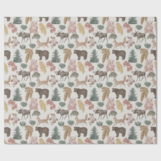 Baby shower voor  bosdieren cadeaupapier (Vlak)