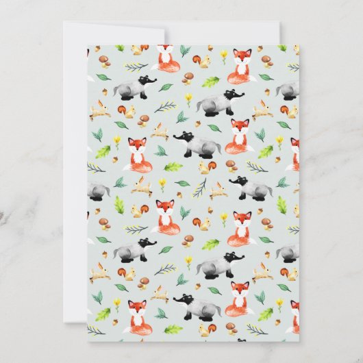 Baby shower voor bosdieren in de Cute Rustic Woodl Kaart (Achterkant)