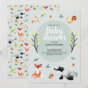 Baby shower voor bosdieren in de Cute Rustic Woodl Kaart