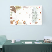 Baby shower voor bosdieren in de Cute Rustic Woodl Spandoek (Beurs)