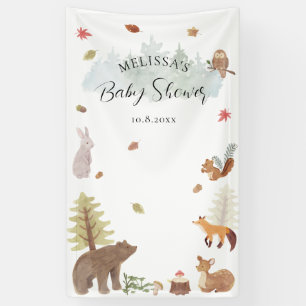 Baby shower voor bosdieren in de Cute Rustic Woodl Spandoek