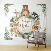 Baby shower voor bosdieren in het bos wandkleed (In Situ (horizontaal))