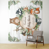 Baby shower voor bosdieren in het bos wandkleed (In situ)