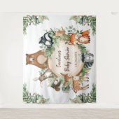 Baby shower voor bosdieren in het bos wandkleed (Voorkant)