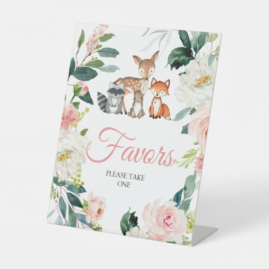 Baby shower voor bosdieren reclamebord met voetstuk (Voorkant)