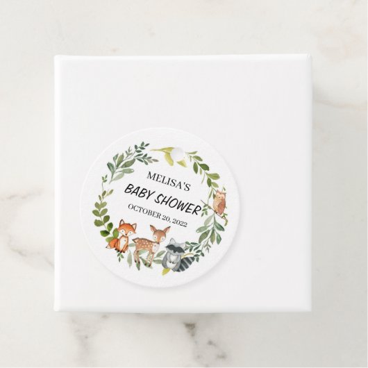 Baby shower voor bosdierentuin bedankjes labels (In situ)