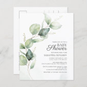 Baby shower voor botanische Eucalyptus Greenery (Voorkant / Achterkant)