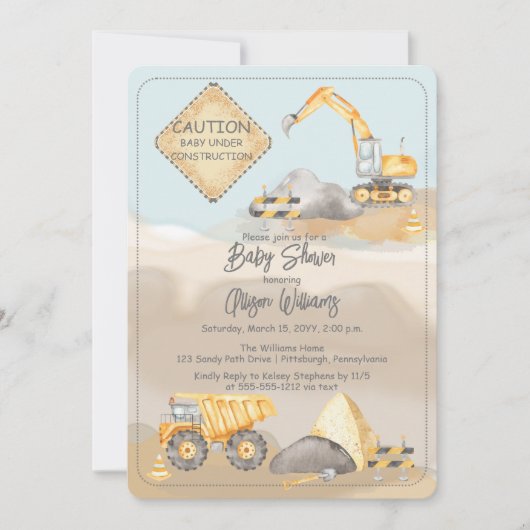 Baby shower voor bouwafval kaart (Voorkant)