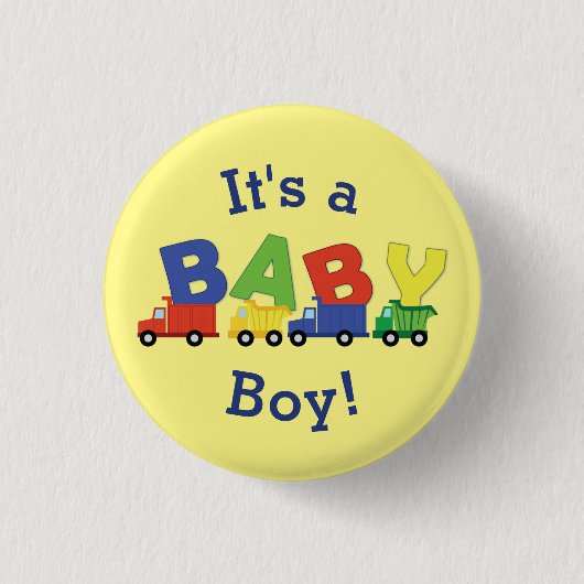 Baby shower voor bouwafval ronde button 3,2 cm (Voorkant)
