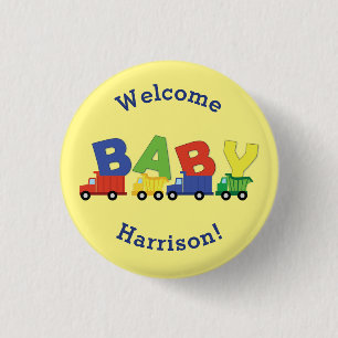 Baby shower voor bouwafval ronde button 3,2 cm