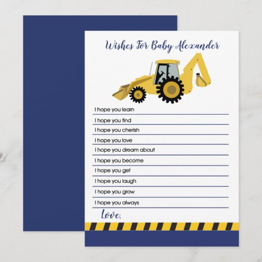 Baby shower voor bouwschotel - Vereist voor Baby Advieskaart (Voorkant / Achterkant)