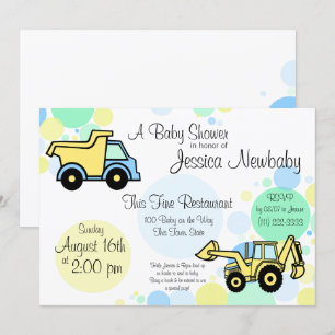 Baby shower voor bouwwagens kaart