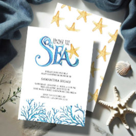 Baby shower voor BoyInvitations Waterverf Zee Kaart