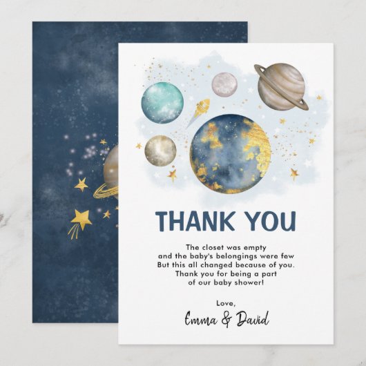 Baby shower voor buitenruimtecentrale sterrenstels (Voorkant / Achterkant)