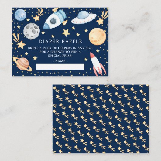 Baby shower voor buitenruimtectoren - Draagtas met Informatiekaartje (Voorkant / Achterkant)