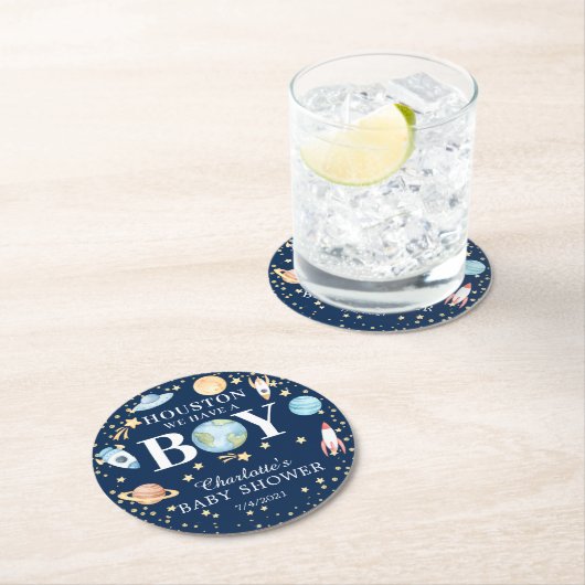 Baby shower voor buitenruimtectoren ronde kartonnen onderzetter (Insitu)