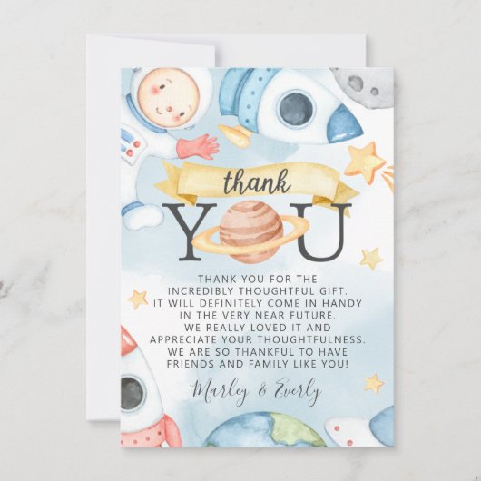 Baby shower voor buitenruimtetuig Dank u wel kaart (Voorkant)