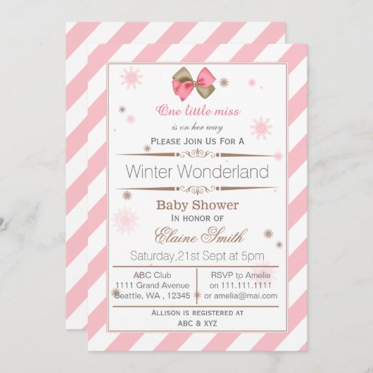 Baby shower voor buw Pink en bruine Mod Kaart (Voorkant / Achterkant)