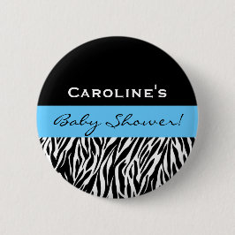 baby shower voor de Aangepaste naam van de Zebra v Ronde Button 5,7 Cm