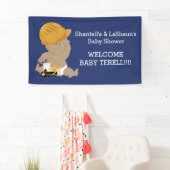 Baby shower voor de bouw (Donkere huid) Aangepaste Spandoek (Insitu)